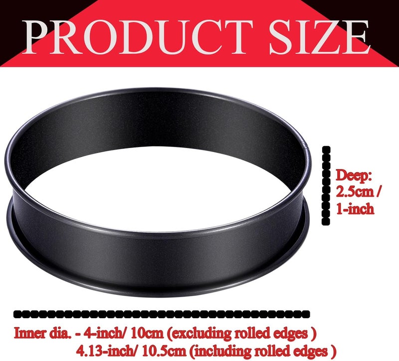 DATANYA 8Pack Crumpet Rings NONSTICK English Muffin Ring 4 Inch - Stainless Steel Double Rolled Tart Rings Upgraded Round Metal Cooking Pastry Ring Molds for baking - Image 2