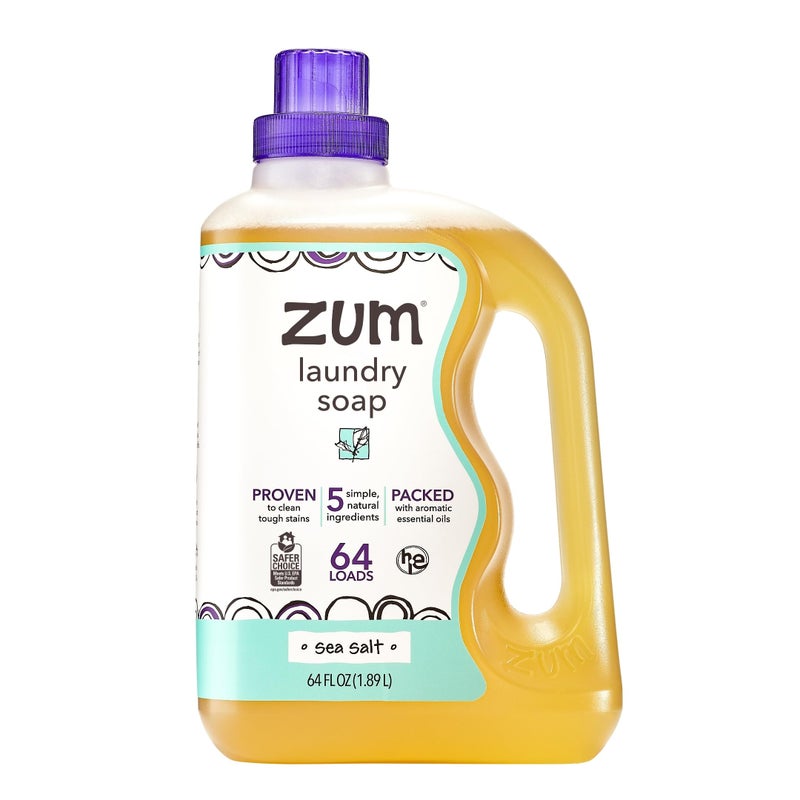 ZUM Indigo Wild Zum Clean Laundry Soap - Plant-Based Liquid Laundry Soap - Contains Baking Soda, Essential Oils & Saponified Coconut Oil - Sea Salt Scent - 64 fl oz - Image 1
