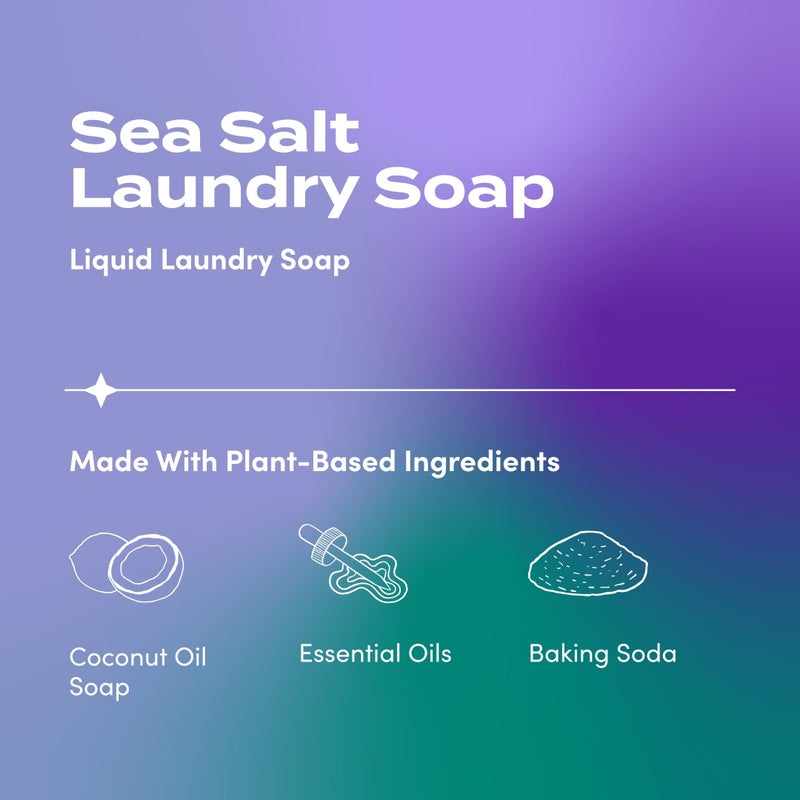 ZUM Indigo Wild Zum Clean Laundry Soap - Plant-Based Liquid Laundry Soap - Contains Baking Soda, Essential Oils & Saponified Coconut Oil - Sea Salt Scent - 64 fl oz - Image 2