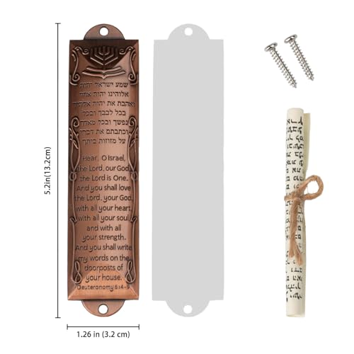 Exselens Mezuzah Set of 3 Jewish Door Mezuzah with English/Hebrew House Blessing, Metal Cases with Non-Kosher Scrolls, Gold, Silver, Bronze - Image 2
