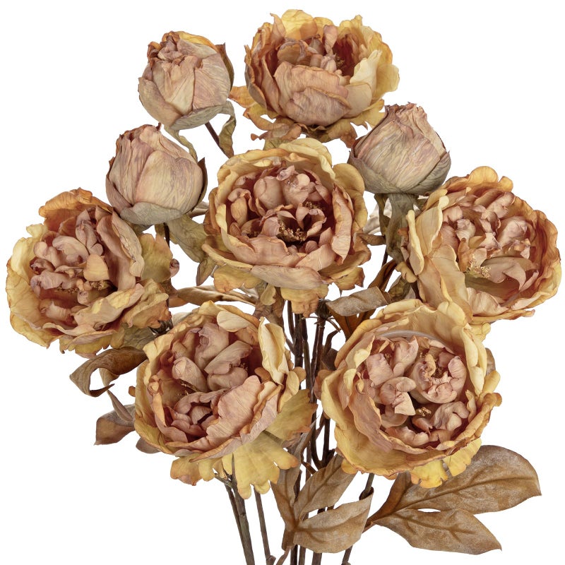 Briful Artificial Dried Look Fall Peony Flowers 3PCS 27.5in Tall Dusty Pink Vintage Silk Peony Bouquet Realistic Fake Peonies Floral Stems for Autumn Home Wedding Vase Centerpieces Arrangements Decor - Image 1