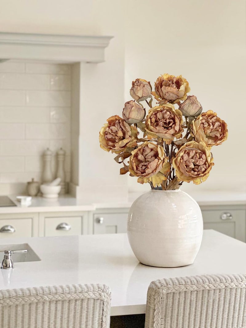 Briful Artificial Dried Look Fall Peony Flowers 3PCS 27.5in Tall Dusty Pink Vintage Silk Peony Bouquet Realistic Fake Peonies Floral Stems for Autumn Home Wedding Vase Centerpieces Arrangements Decor - Image 3