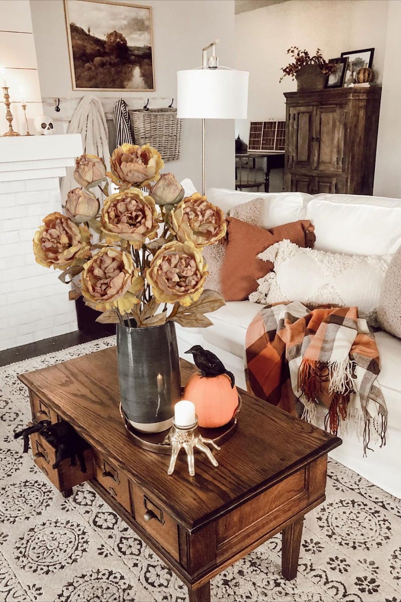 Briful Artificial Dried Look Fall Peony Flowers 3PCS 27.5in Tall Dusty Pink Vintage Silk Peony Bouquet Realistic Fake Peonies Floral Stems for Autumn Home Wedding Vase Centerpieces Arrangements Decor - Image 4