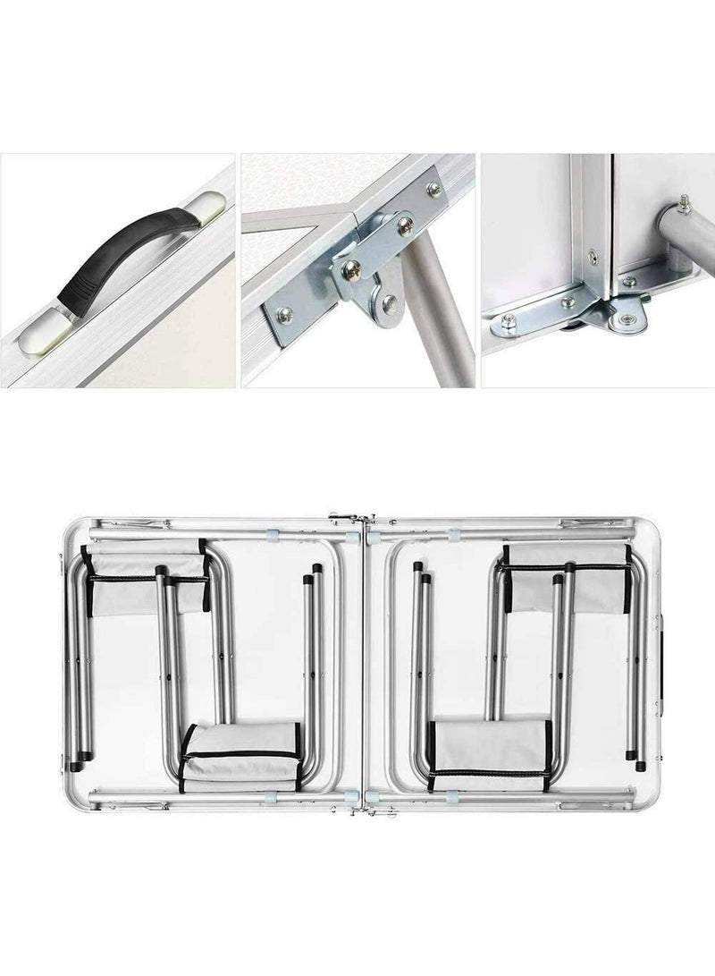 DubaiGallery Aluminum Folding Table, Adjustable Height Lightweight Portable Camping Picnic Table, Heavy Duty Folding Trestle Table for Catering Picnic Beach Outdoor Indoor - Image 3