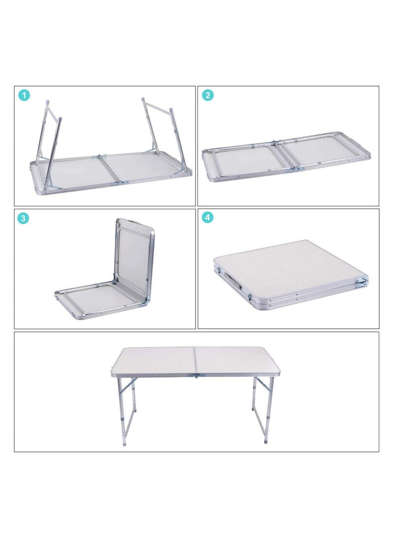 DubaiGallery Aluminum Folding Table, Adjustable Height Lightweight Portable Camping Picnic Table, Heavy Duty Folding Trestle Table for Catering Picnic Beach Outdoor Indoor - Image 2