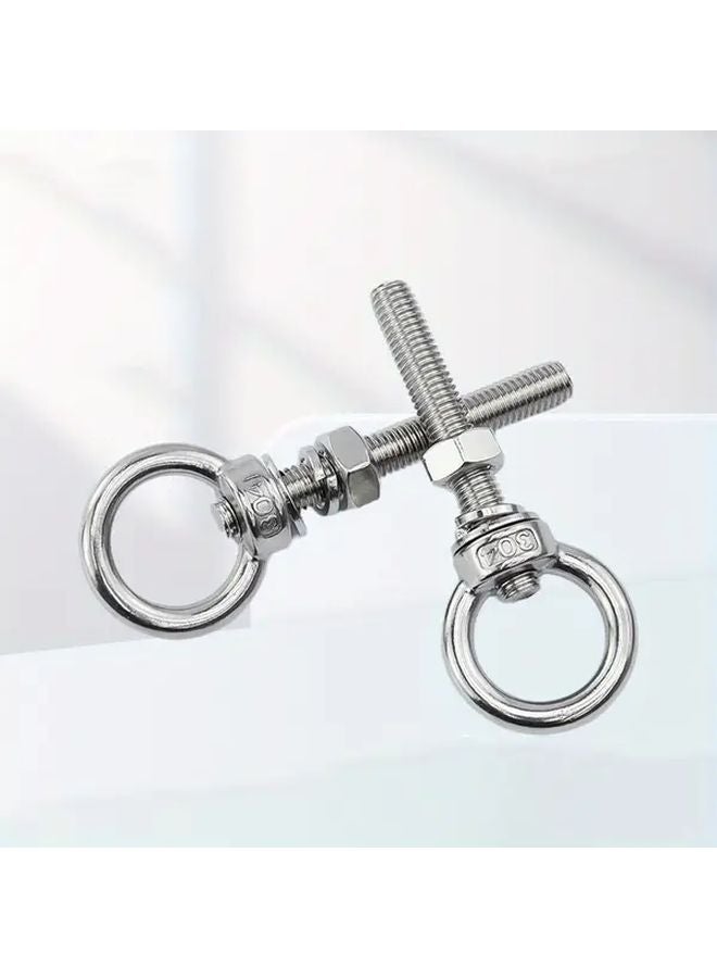 قطعتان 304 من مسامير العين الفولاذية المقاوم للصدأ M8x100 مع صواميل وسواسات، درجة بحرية، حلقات رفع مسامير - Image 3