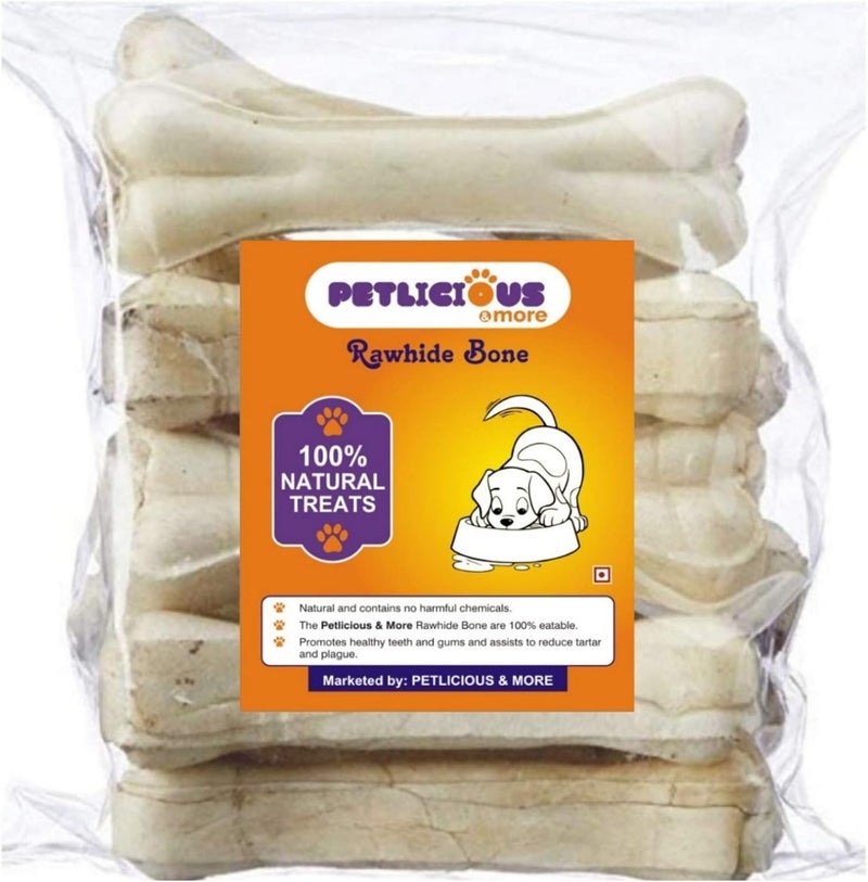 Pressed Rawhide Beef Bone for All Life Stages Dogs (4 Inch) - 10 Pieces