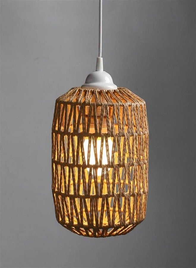 Koolouispoper Simulated Rattan Lamp Cover Handmade Woven Chandelier Vintage Lampshade Home Decor Hanging Pendant Bedroom Livingroom Supplies - Image 1