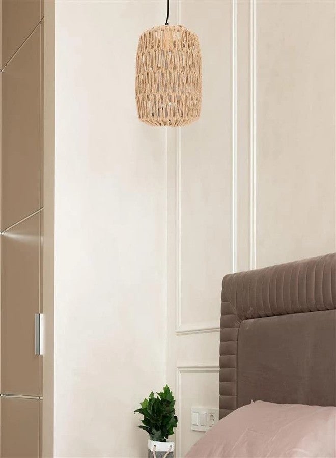 Koolouispoper Simulated Rattan Lamp Cover Handmade Woven Chandelier Vintage Lampshade Home Decor Hanging Pendant Bedroom Livingroom Supplies - Image 3