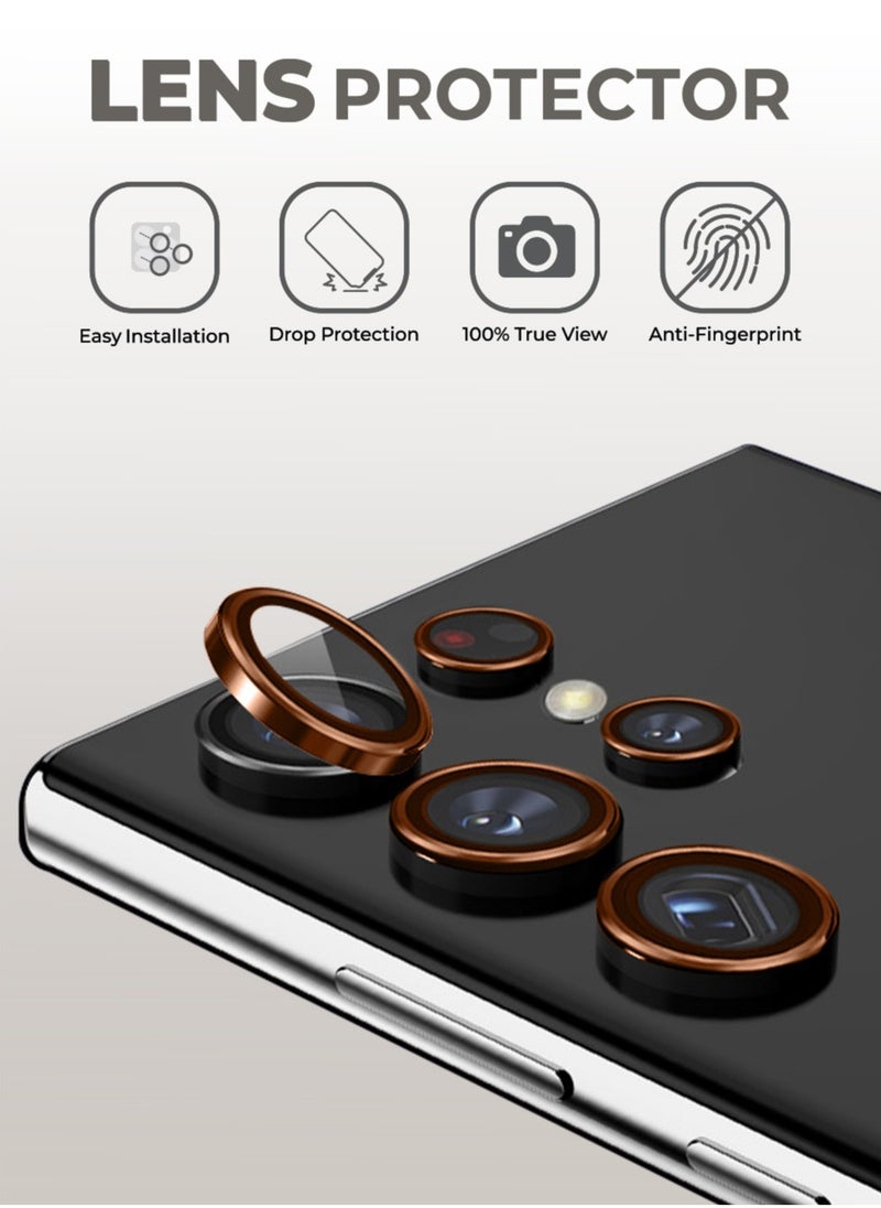 glassology Samsung Galaxy S24 Ultra Camera Lens Guard, Shatterproof, High Transparency, Case Friendly design, Premium Tempered Glass, Ensure durability and clarity. Gold  - Image 2
