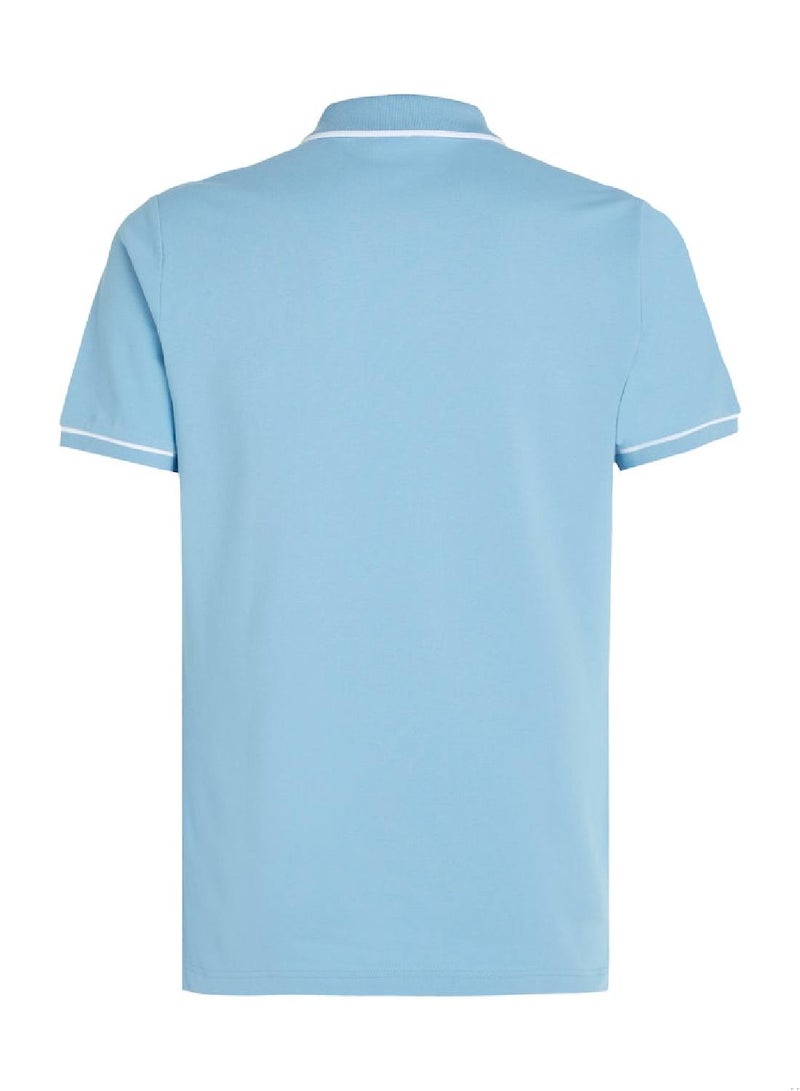 Men's Slim Polo Shirt -  cotton stretch piqué, Blue