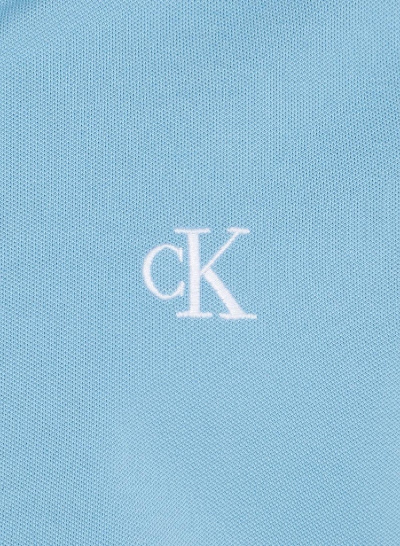 Men's Slim Polo Shirt -  cotton stretch piqué, Blue