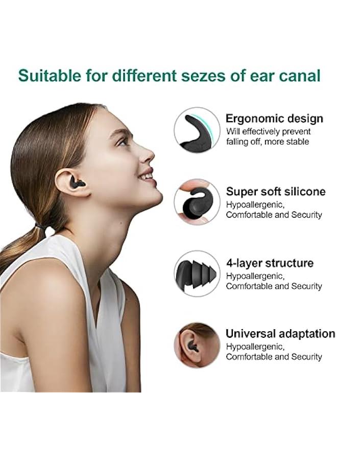 Swimming Ear Plugs for Adults,3 Pairs Waterproof Reusable Silicone Swim Earplugs for Swimming Surfing Snorkeling Showering and Water Pool,Beach,Ocean (Adults & Teens 14+) - Image 2