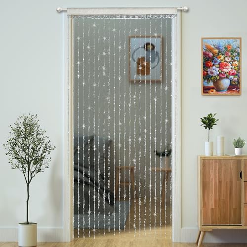 YaoYue Crystal Beaded Curtain Door Curtains Room Divider Hanging Diamond Acrylic Beads for Doorway Hippie Closet Bedroom Wall Window Backdrop Decor (35.5×79in/90×200cm, Crystal) - Image 1