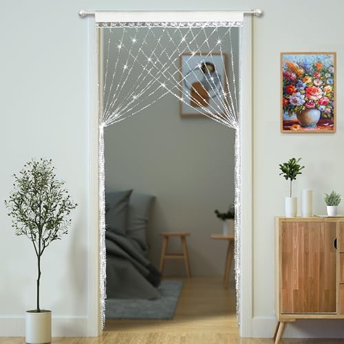 YaoYue Crystal Beaded Curtain Door Curtains Room Divider Hanging Diamond Acrylic Beads for Doorway Hippie Closet Bedroom Wall Window Backdrop Decor (35.5×79in/90×200cm, Crystal) - Image 2