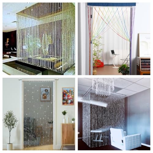 YaoYue Crystal Beaded Curtain Door Curtains Room Divider Hanging Diamond Acrylic Beads for Doorway Hippie Closet Bedroom Wall Window Backdrop Decor (35.5×79in/90×200cm, Crystal) - Image 3