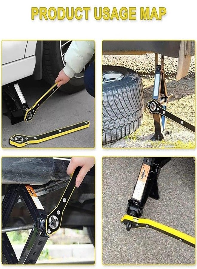 CEPLO Auto Labor-Saving Jack Ratchet Wrench with Long Handle Jack Ratchet Wrench for Scissor Jack,Lug Tire Jack, Car Jack Wrench Positive and Reversal Knob Design For Travel/Truck/SUV/Vans (Yellow) - Image 3