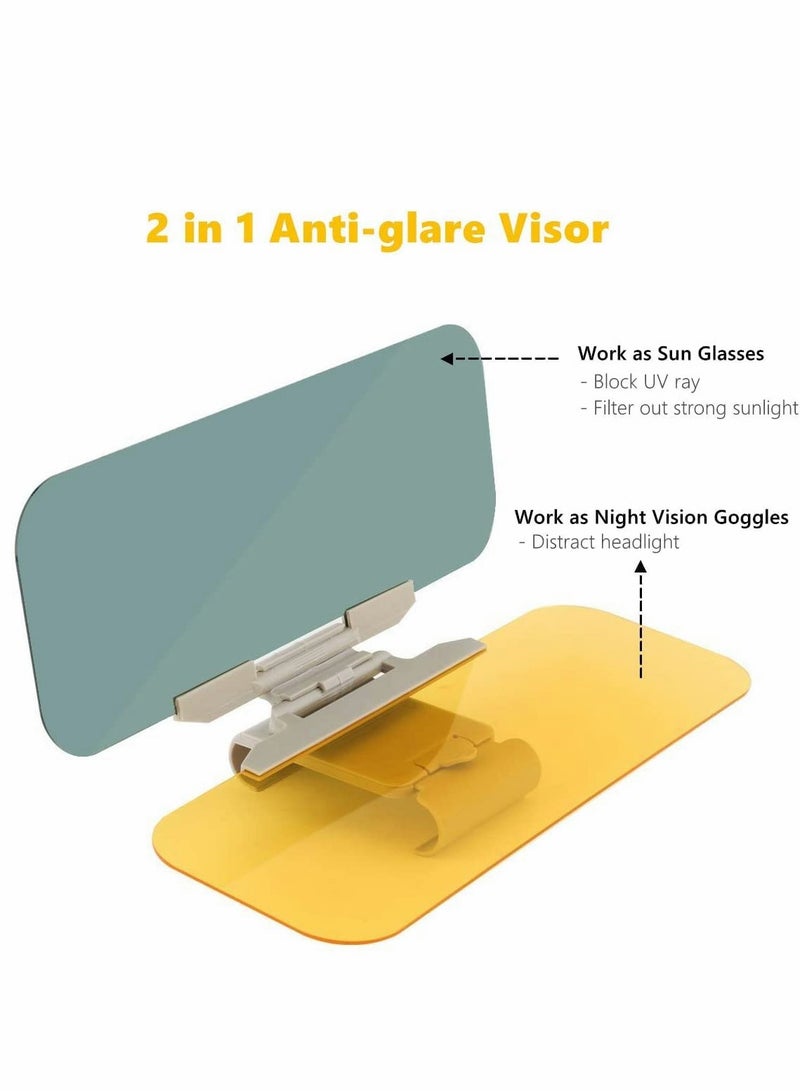 Excefore 2 in 1 Anti-Glare Visor, Day and Night Anti-Glare Visor, Automobile Sun Anti-UV Block Visor, Non Glare Anti-Dazzle Sunshade Mirror Goggles Fit Cars SUVs Trucks Trailers - Image 3