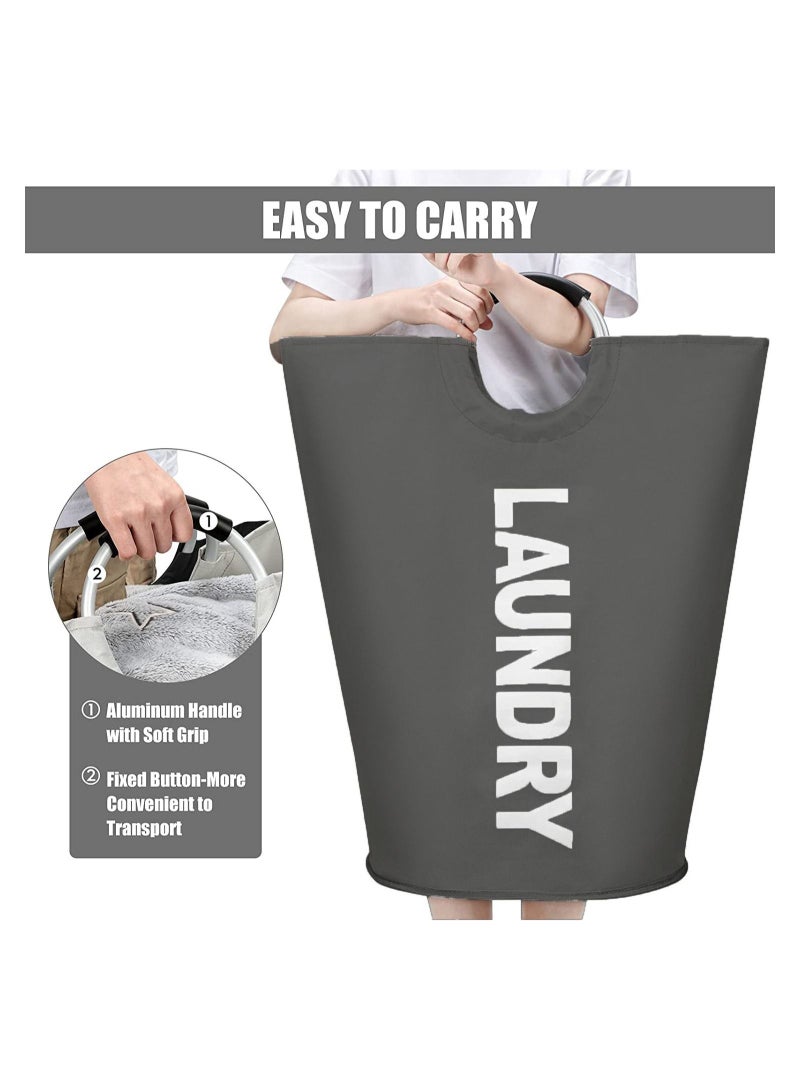 82L large laundry bag collapsible waterproof oxford cloth laundry basket with handle, collapsible dirty laundry basket (dark gray)