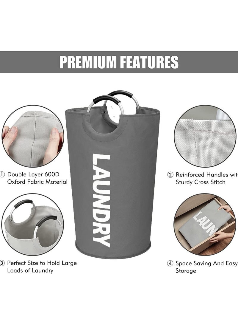 82L large laundry bag collapsible waterproof oxford cloth laundry basket with handle, collapsible dirty laundry basket (dark gray)