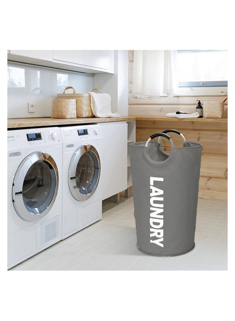 82L large laundry bag collapsible waterproof oxford cloth laundry basket with handle, collapsible dirty laundry basket (dark gray)