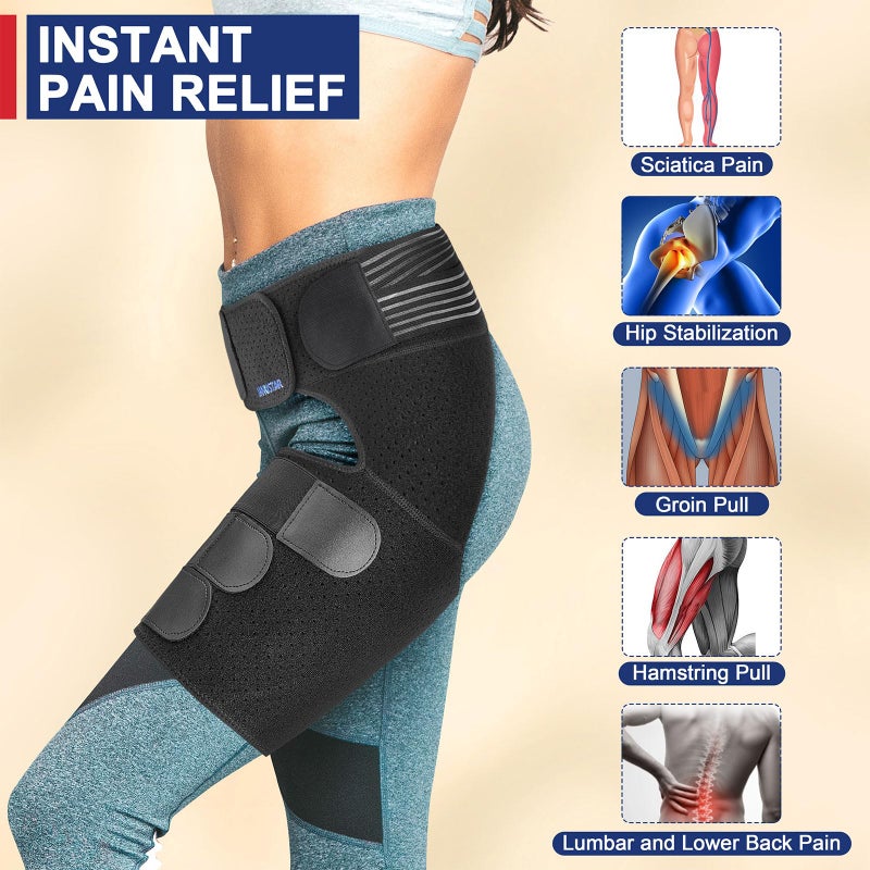 Janustar Sciatica Pain Relief Devices, Hip Brace for Women Men, Thigh, Groin, Hamstring Compression Sleeve - Image 3