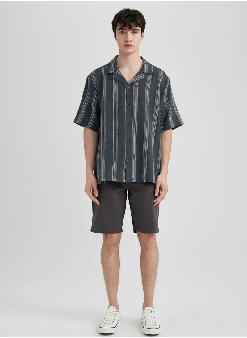 DeFacto Relax Fit Striped Short Sleeve Shirt
