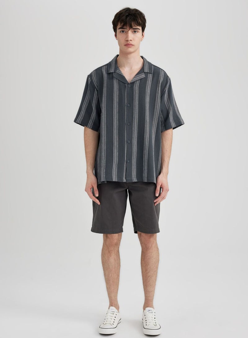 DeFacto Relax Fit Striped Short Sleeve Shirt  - Image 4