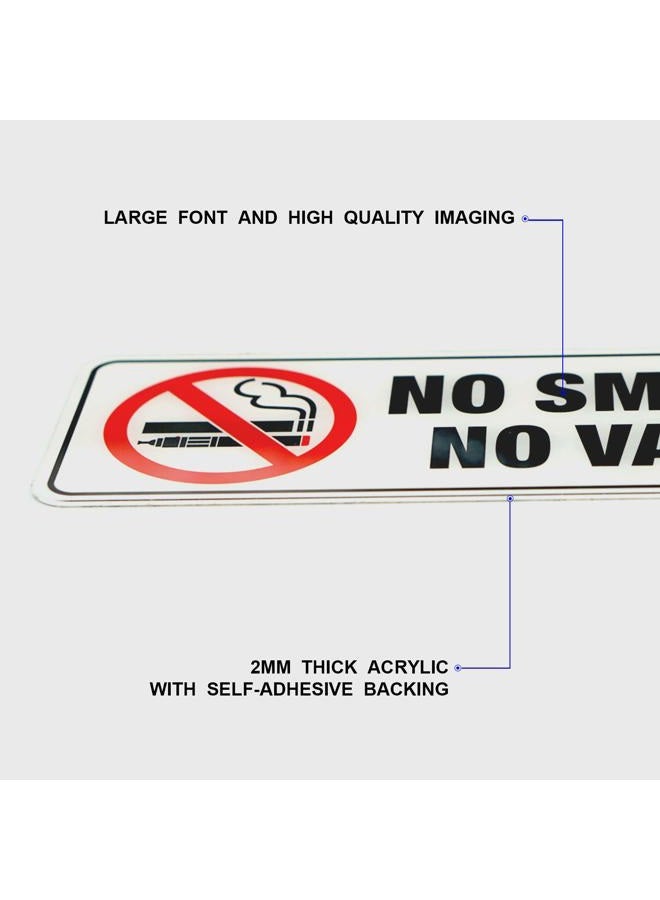 Faittoo No Smoking No Vaping Sign, (4 Pack) 9 X 3 Inch, Self-Adhesive, Use for Home Office/Business, Easy to Apply, Black Big Letters on White Plate - Image 3