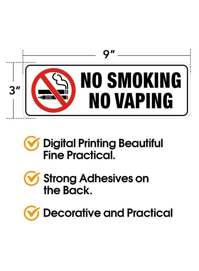 Faittoo No Smoking No Vaping Sign, (4 Pack) 9 X 3 Inch, Self-Adhesive, Use for Home Office/Business, Easy to Apply, Black Big Letters on White Plate - Image 2