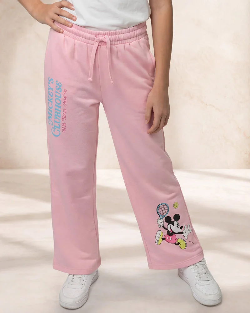 Redtag Senior Girls Pink Mickey Wide Leg Pants