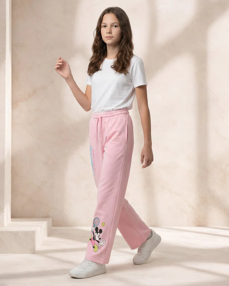 Redtag Senior Girls Pink Mickey Wide Leg Pants