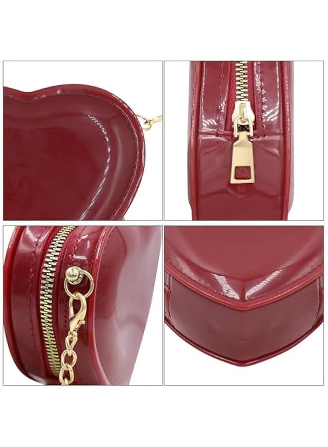 Mini Candy Color Jelly Purse Girls Purse Heart Shaped Crossbody Bags Shoulder Bag Chain Purse Birthday Gifts,Red - Image 4