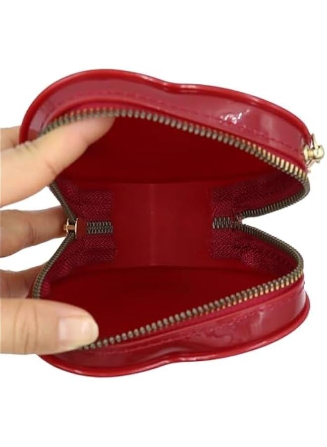 Mini Candy Color Jelly Purse Girls Purse Heart Shaped Crossbody Bags Shoulder Bag Chain Purse Birthday Gifts,Red - Image 3