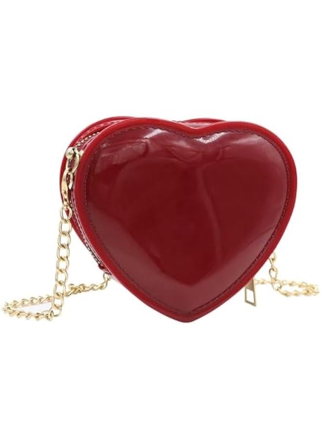 Mini Candy Color Jelly Purse Girls Purse Heart Shaped Crossbody Bags Shoulder Bag Chain Purse Birthday Gifts,Red - Image 2