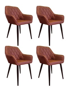 LANNY Jeffcoco Dining Chairs Modern Dining Room Kitchen Chairs Faux Leather Upholstered Dining Accent Chairs Cushion Seat Lounge Side Seating with Back Metal Legs for Living Room Kitchen Home Coffee (Set Of 4)  - Image 1