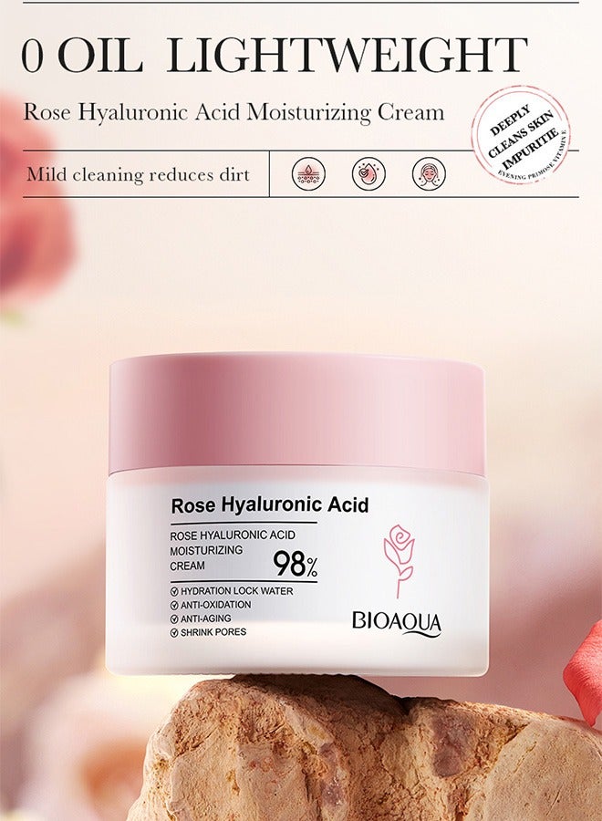 BIOAQUA Rose Deep Hydration Face Cream, Multi-Molecular HA and Rose Oil Complex, for Moisturizer Skin Lotion Facial - Image 2