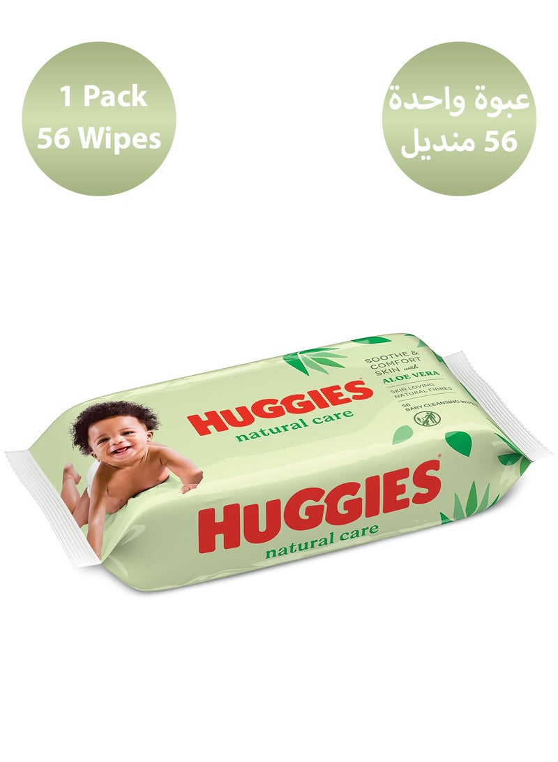 Huggies Huggies Natural Baby Wipes, Aloe Vera Wipes, 1 Pack x 56 Wipes  - Image 1
