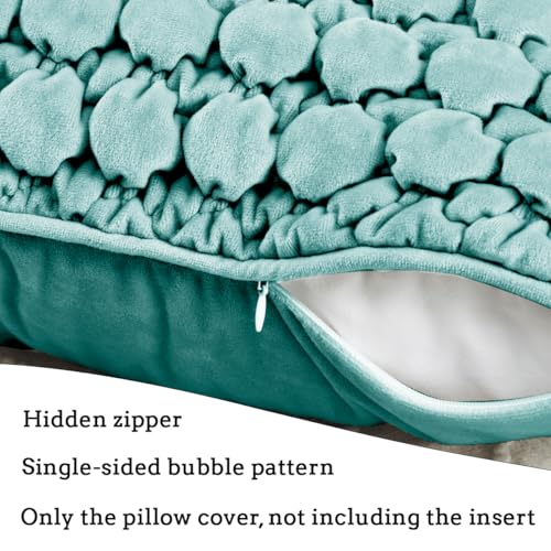 COCOPLOCEUS Pillow Cover 24x24 1 Piece Velvet Euro Sham Decorative Farmhouse Pillowcase Boho Square Cushion Covers Soft Bubble Texture for Couch Sofa Bed Bedroom Car Living Room，Teal - Image 5