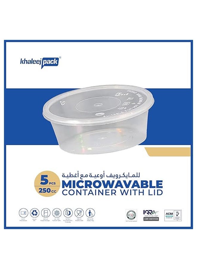 Khaleej Pack 250 ml ,5 Pcs Microwave Container round Disposable food storage container with lids - Image 3