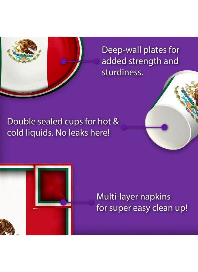 Birthday Galore - Mexico Flag Birthday Party Supplies Set Plates Napkins Cups Tableware Kit For 16 - Image 1