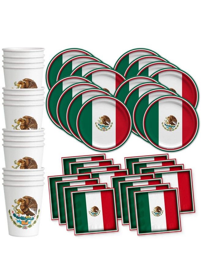Birthday Galore - Mexico Flag Birthday Party Supplies Set Plates Napkins Cups Tableware Kit For 16 - Image 1