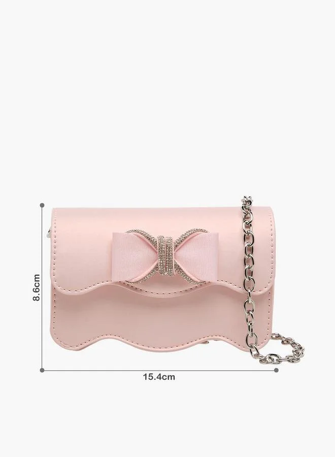 سيليست Scalloped Bow Embellished Crossbody Bag with Chain Strap Ramadan Collection
