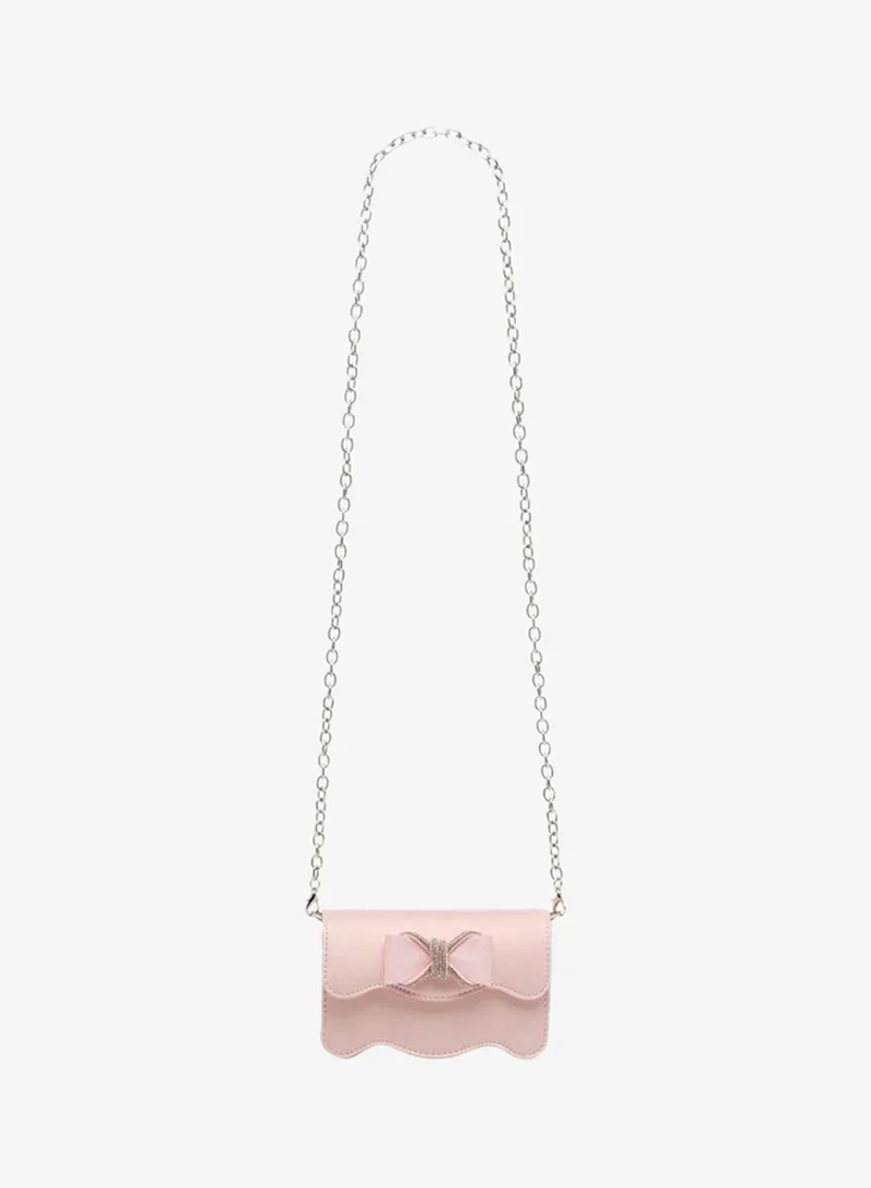 Celeste PINK Scalloped Bow Embellished Crossbody Bag with Chain Strap for Women | Best Price UAE