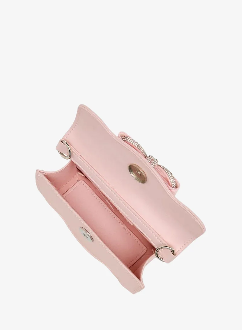 Celeste PINK Scalloped Bow Embellished Crossbody Bag with Chain Strap for Women | Best Price UAE