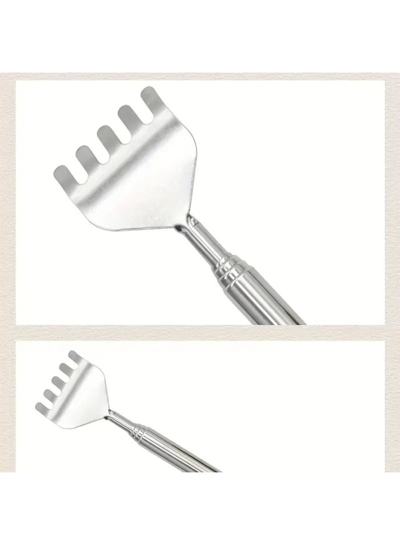 أداة تدليك الظهر تلسكوبية قابلة للتعديل من الفولاذ المقاوم للصدأ مع مخالب - أداة مدلكة مضادة للحكة قابلة للتمديد من قطعتين للجميع، مجموعة هدايا تدليك محمولة - Image 5