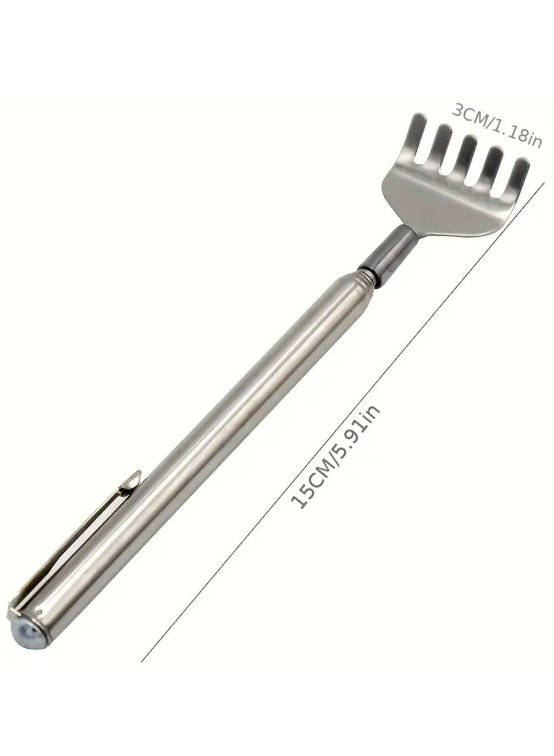 أداة تدليك الظهر تلسكوبية قابلة للتعديل من الفولاذ المقاوم للصدأ مع مخالب - أداة مدلكة مضادة للحكة قابلة للتمديد من قطعتين للجميع، مجموعة هدايا تدليك محمولة - Image 4