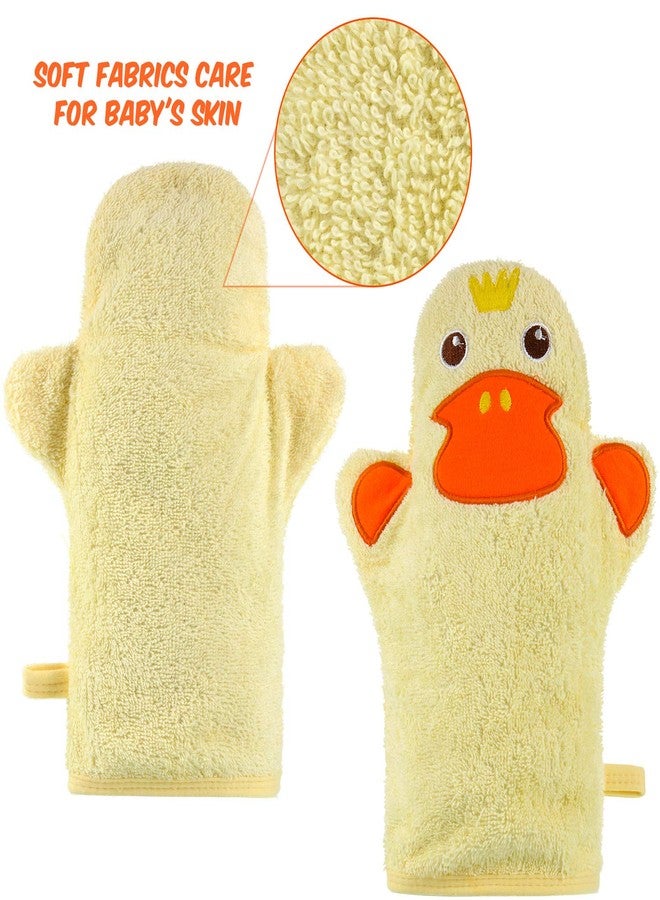 Shappy 2 Pieces Baby Bath Mitt Washcloths with Cute Animal Designs Yellow Duck Shark Towel Gentle Soft Scrub for Toddler Bath and Shower - Image 3