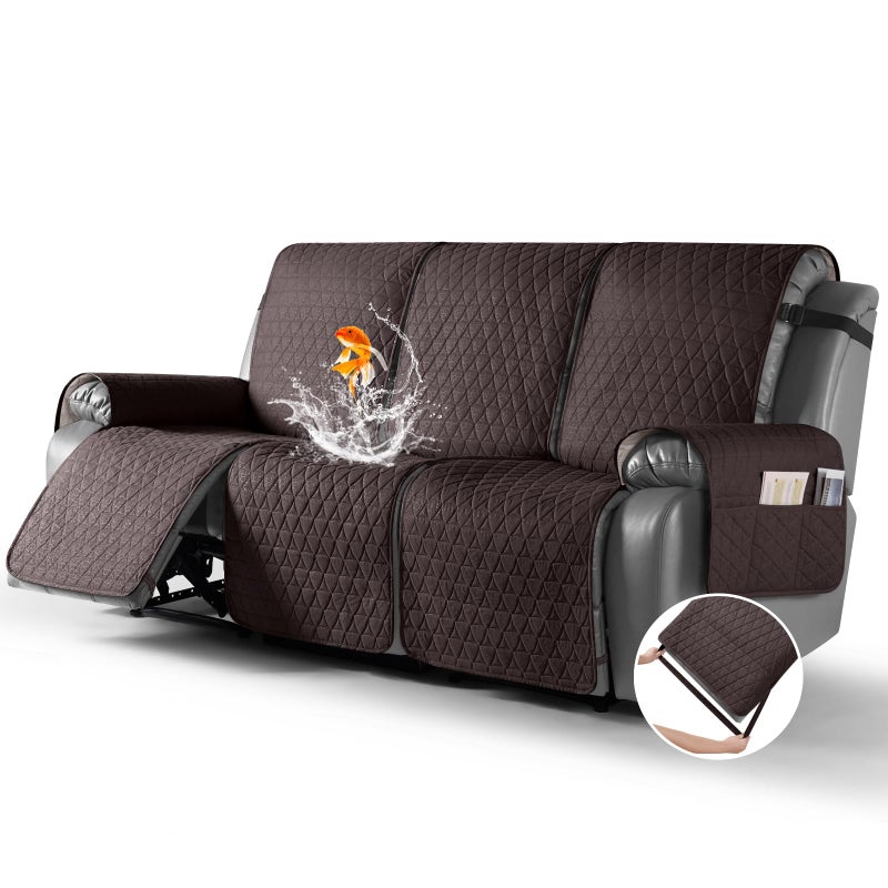 TAOCOCO 100 Waterproof Recliner Sofa CoverNon Slip Split Couch Covers for 3 Seater Reclining Couche with Elastic Leg Straps Washable Pet Friendly Chocolate 3 Seater