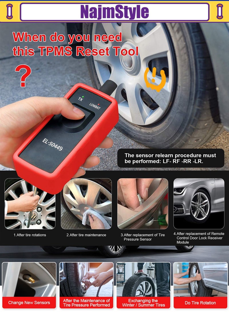 NajmStyle أداة إعادة تعلم TPMS EL-50449 لمركبات فورد ولينكولن وميركوري، أداة برمجة TPMS لفورد F150 F250 إيسكايب إيدج فيوجن فليكس فوكوس رينجر إكسبلورر ترانزيت إيدج موستانج وغيرها - Image 4